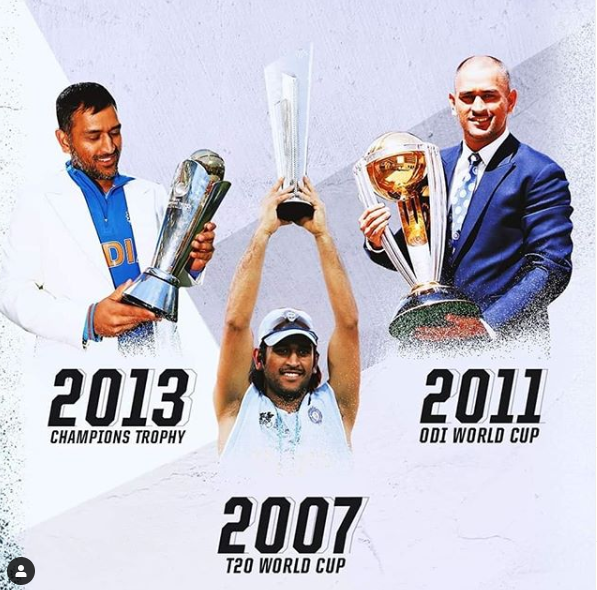 MS Dhoni with all ICC trophies